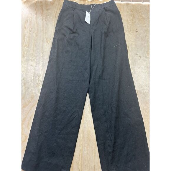 Vince Pants - VINCE Women's M Black Straight Leg Linen Blend Pull On Slacks V963722291 Stretch